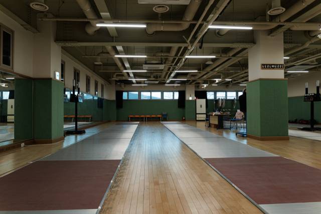 대구 수성구 대흥동 대구스포츠단 훈련센터(힘찬동) 안에 마련된 펜싱 연습장. 이화섭 기자