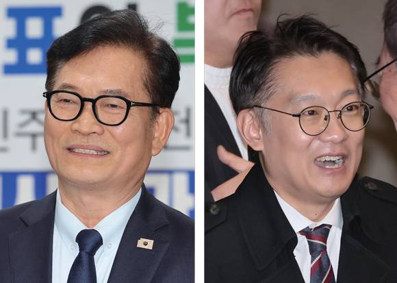 송영길 전 더불어민주당 대표(왼쪽 사진)와 김남준 전 청와대 대변인 ⓒ연합뉴스