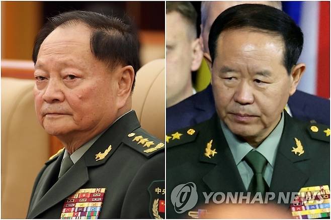 중국 공산당 중앙군사위의 장유샤 부주석(좌), 류전리 중앙군사위원 [EPA 연합뉴스 자료사진. 재판매 및 DB 금지]
