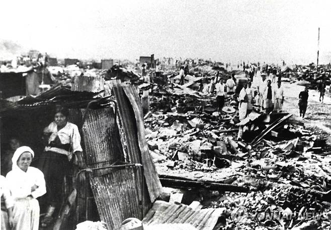 6.25 전쟁으로 폐허가 된 서울 시내 1950년 9월 28일 한국전쟁 당시 폐허가 된 서울 을지로 5-6가의 모습
[유엔한국참전국협회 제공]