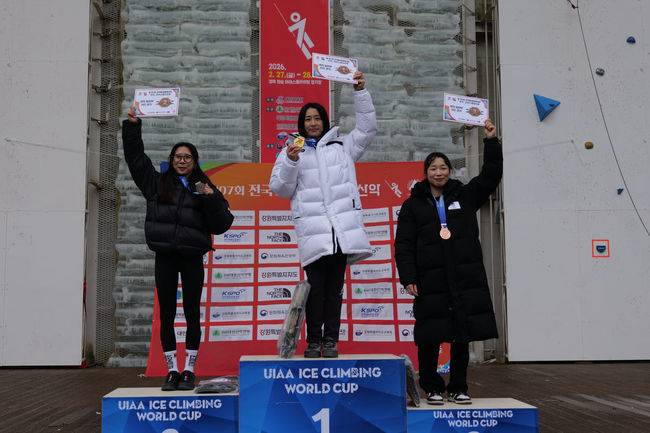 신운선(경기, 애스트로맨)이 전국동계체육대회 아이스클라이밍이 정식종목으로 채택된 이후 3년 연속 1위를 차지했다고 밝혔다. / 대한산악연맹