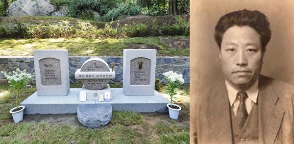 시인 김영랑의 묘.