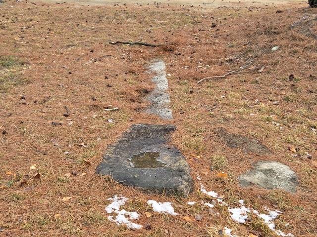 오릉 사적지 풀숲에 누워있는 담엄사지 당간지주.