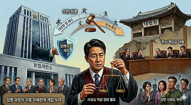 재판소원제 핵심 쟁점 사안. Gemini 생성 이미지