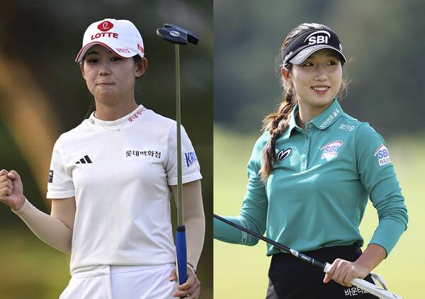 2026년 미국여자프로골프(LPGA) 투어 '아시안 스윙' 블루베이 LPGA에 출전하는 장타자 루키 황유민, 이동은 프로. 황유민은 사진은 2025년 LPGA 투어 롯데 챔피언십 우승 때 모습이다(사진제공=Getty_LPGA) 이동은은 2025년 한국여자프로골프(KLPGA) 투어에서 활약할 때 모습이다(사진제공=KLPGA) (사진을 무단으로 사용하지 마십시오.)