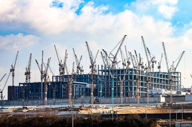 경기도 용인시 에 조성 중인 SK하이닉스 반도체 일반 산업단지. 우상조 기자