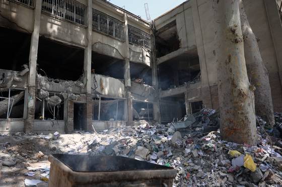 Damage at Evin Prison is pictured after Israeli airstrikes, in Tehran on July 1, 2025. Iran's judiciary stated that at least 71 people were killed in Israeli airstrikes on Evin Prison, which occurred on June 23, 2025. [EPA/YONHAP]