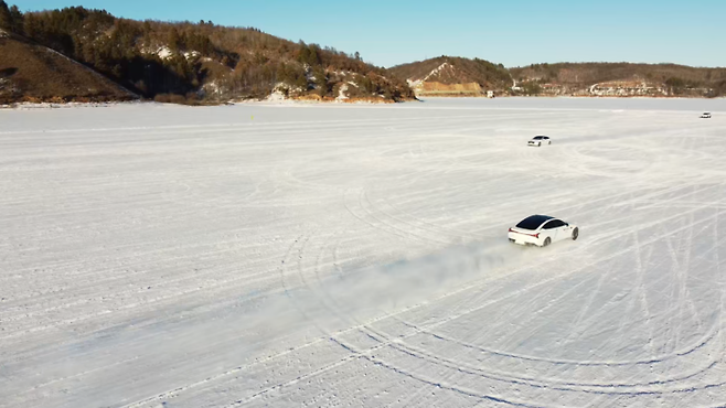 지난달 27일 중국 헤이룽장성 워뉴 호수에서 ‘HL트랙데이윈터’가 진행되고 있다. [HL만도]