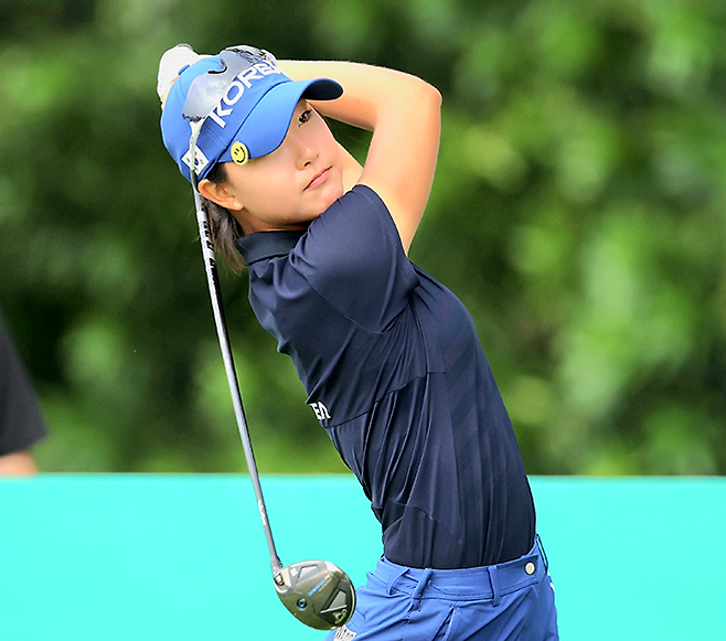 국가대표 오수민 2024 KLPGA투어 하나금융그룹 싱가포르여자오픈 마지막 라운드 5번째 홀 티샷. 사진=한국여자프로골프협회