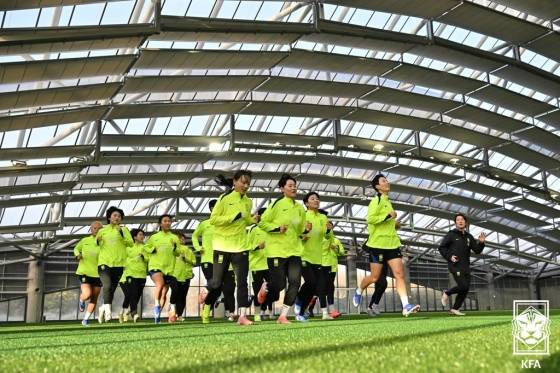 2026 AFC 여자 아시안컵 대비 훈련 중인 여자 축구대표팀. /사진=대한축구협회 제공