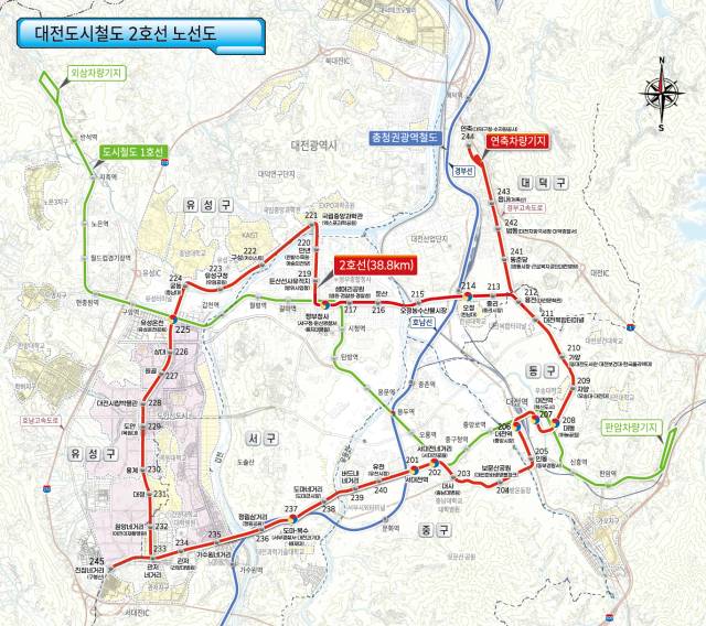 대전도시철도 2호선(트램) 노선. 대전시 제공