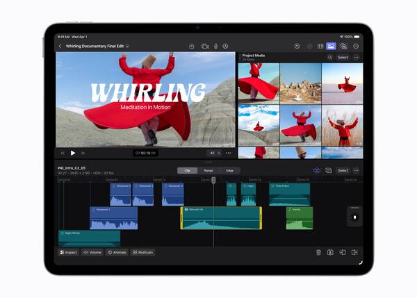 Pixelmator&nbsp;Pro를 활용한 사진 합성, Final&nbsp;Cut&nbsp;Pro를 활용한 영상 편집 등, 사용자는 모든 작업에서 M4의 압도적인 성능 속도 향상을 체감할 수 있다. APPLE 제공