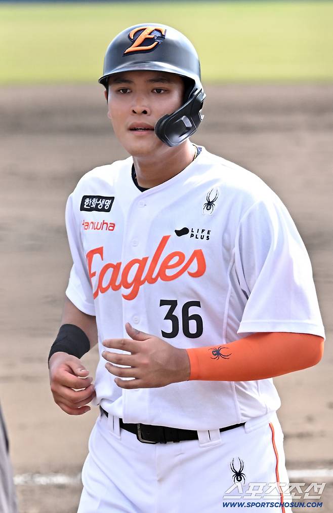 21일 일본 오키나와 고친다구장에서 열린 대한민국 야구 대표팀과 한화 이글스의 평가전. 한지윤이 숨을 고르고 있다. 오키나와(일본)=박재만 기자 pjm@sportschosun.com/2026.02.21/