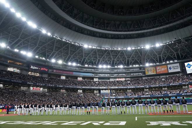 일본 대표팀과 오릭스 버팔로스의 평가전 현장. AP연합뉴스