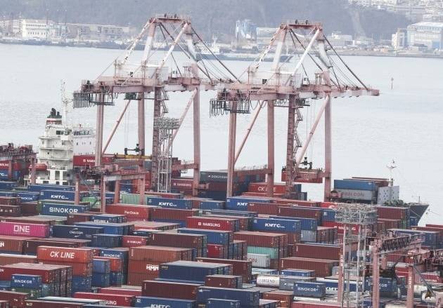 부산항 신선대부두에서 하역 작업이 진행되고 있다. 사진=연합뉴스