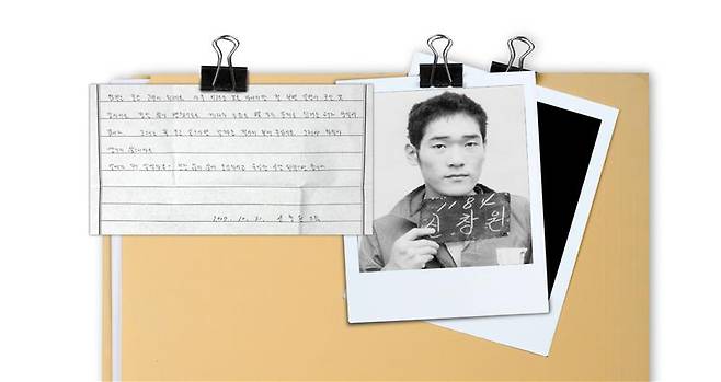 From left: Shin Chang-won's handwritten letter; a mug shot of Shin Chang-won [JOONGANG ILBO, YUN YOUNG]