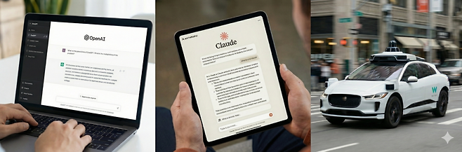 벤처투자가 집중된 오픈AI, 앤트로픽, 웨이모 (AI 생성)