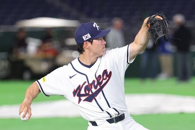 월드베이스볼클래식(WBC) 개막을 하루 앞둔 4일 일본 도쿄돔에서 한국 대표팀 김혜성이 훈련하고 있다. 사진=연합뉴스