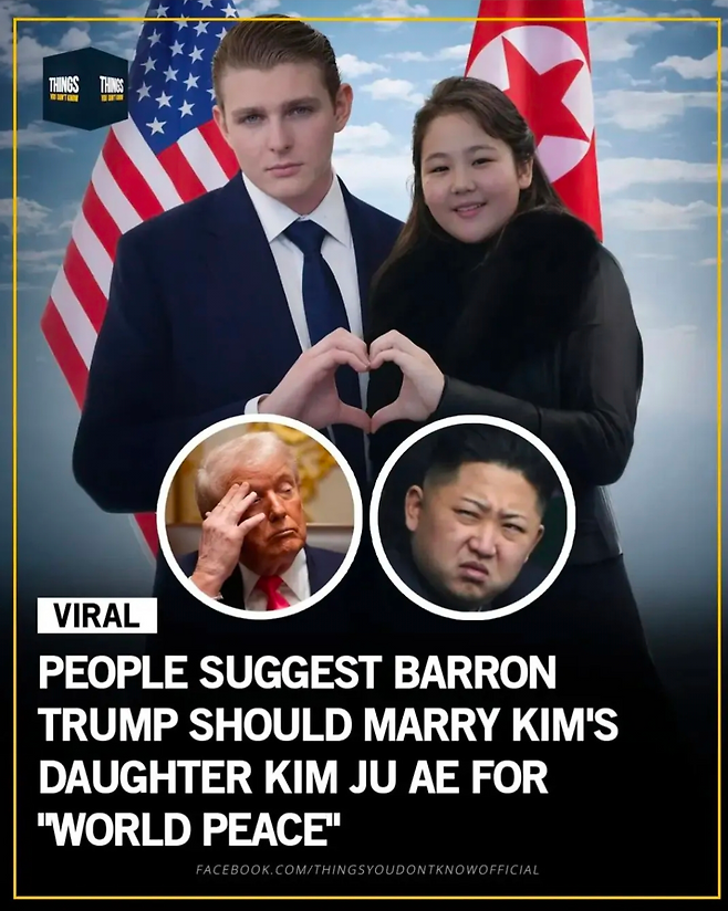 배런 트럼프와 김주애를 소재로 한 밈. [온라인 커뮤니티 갈무리]