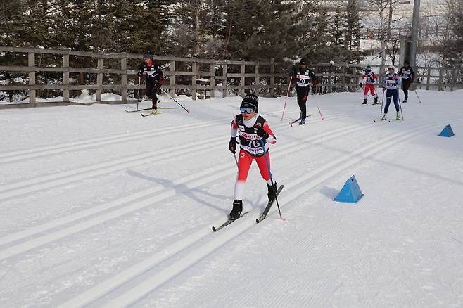 5일 강원도 평창군 알펜시아 크로스컨트리센터에서 열린 제78회 전국종별스키선수권대회 크로스컨트리 남자 12세 이하부 클래식 1.25㎞에서 이도현(평택시G스포츠스키클럽)이 역주하고 있다.