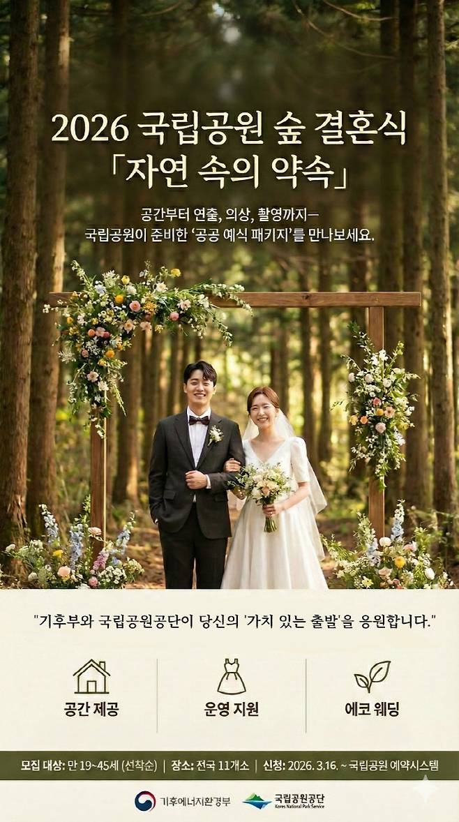 2026년 국립공원 숲 속 결혼식 운영 포스터(사진=국립공원공단)