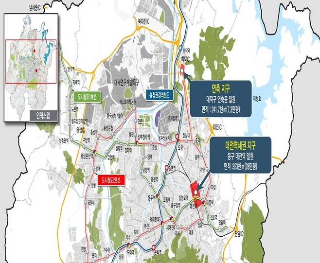 대전 혁신도시 개발예정지구 위치도. 대전시 제공