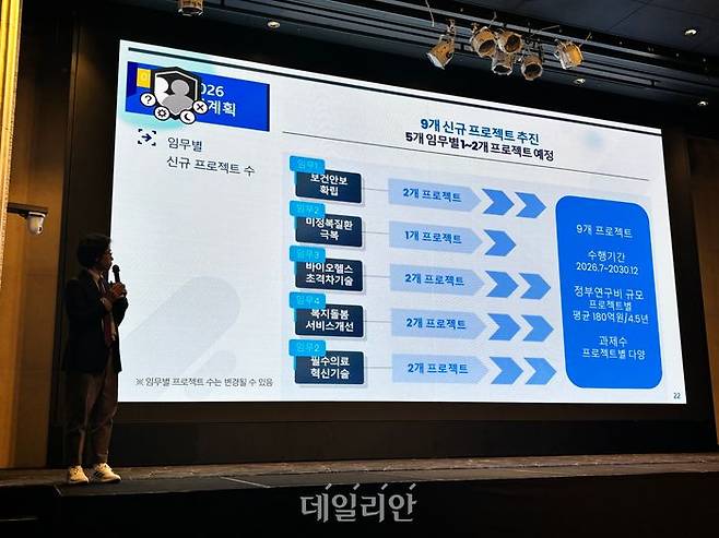 이승규 K-헬스미래추진단 PM센터장이 각 분야에서 진행될 신규 프로젝트를 소개하고 있다. ⓒ데일리안 김효경 기자