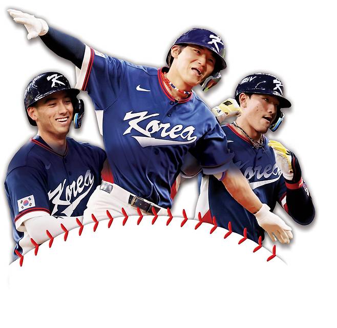 WBC 대표팀 셰이 위트컴·김도영·안현민(왼쪽부터 ) 연합뉴스