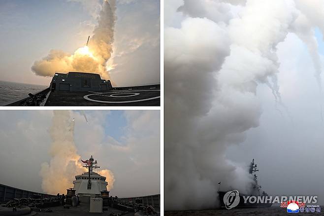 김정은, 최현호서 미사일 시험발사 참관 (평양 조선중앙통신=연합뉴스) 김정은 북한 국무위원장이 지난 3-4일 남포조선소에 있는 구축함 '최현호'에 올라 "해병들의 함운용훈련실태와 함의 성능 및 작전수행능력평가 시험공정을 료해(파악)"했다고 조선중앙통신이 5일 보도했다. 2026.3.5 
    [국내에서만 사용가능. 재배포 금지. For Use Only in the Republic of Korea. No Redistribution] nkphoto@yna.co.kr