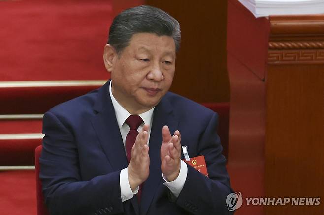 제14기 전인대 4차 회의 개막식 참석한 시진핑 중국 국가주석 [AFP 연합뉴스 자료사진. 재판매 및 DB금지]