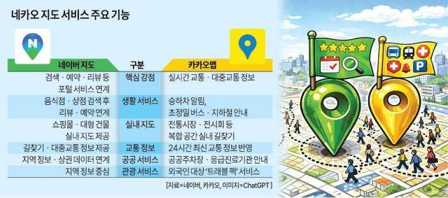 네카오 지도 서비스 주요 기능[그래픽=아주경제]