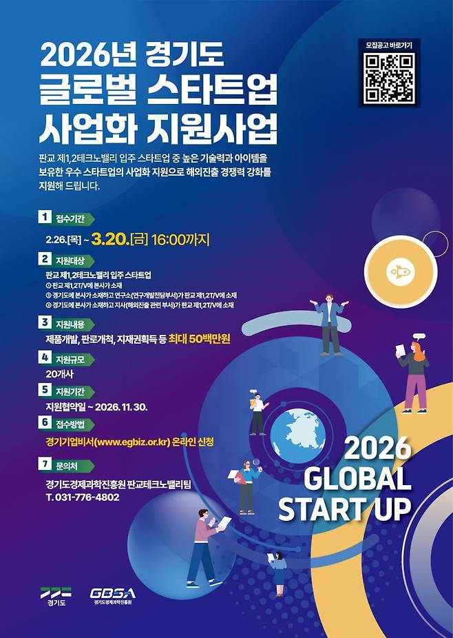 글로벌 스타트업 사업화 지원사업 모집 포스터. 경기도경제과학진흥원 제공.