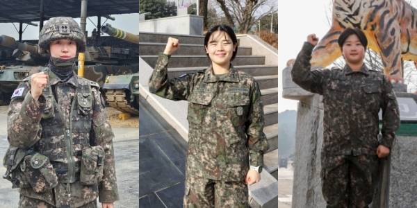 (왼쪽부터) 육군 제2기갑여단 맹호대대 변혜숙 중위. 백호대대 1중대장 추은지 대위, 백호대대 허수빈 하사. 육군 제2기갑여단 제공