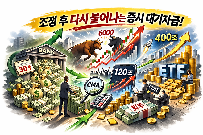 늘어나는 증시 대기자금을 나타낸 일러스트. <챗GPT>