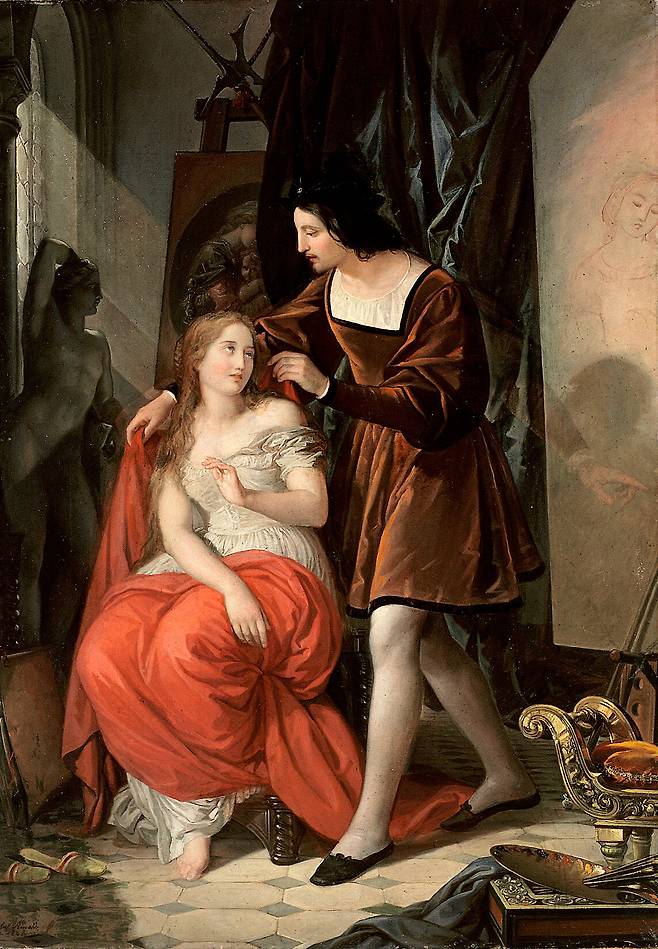 안토니오 리날디, 라파엘로와 라 포르나리나, 1841~1845, 캔버스에 유채, 170.3x120.8cm, 조반니 쥐스트 주립 미술관