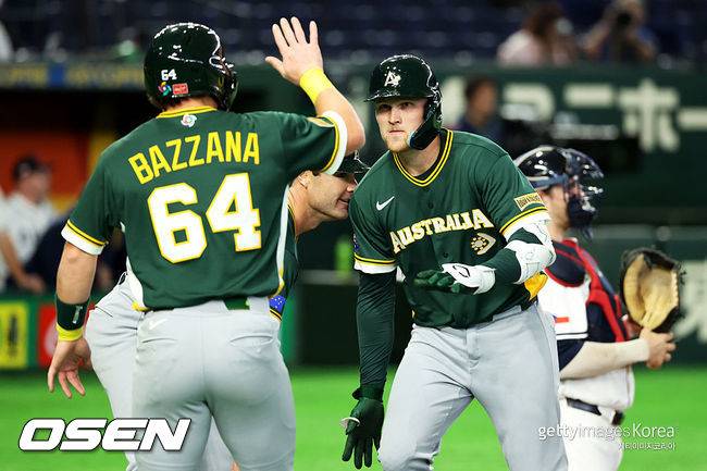 [사진] 호주 야구 국가대표 트래비스 바자나와 커티스 미드. ⓒGettyimages(무단전재 및 재배포 금지)