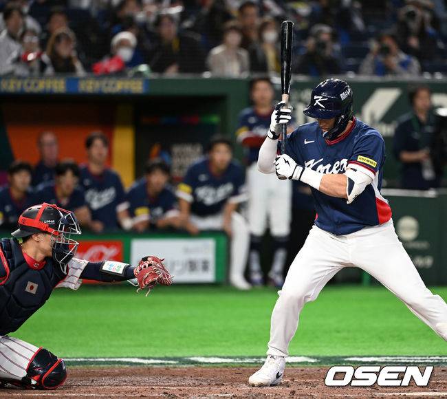 [OSEN=도쿄(일본), 손용호 기자] 7일 일본 도쿄돔에서 2026 월드베이스볼클래식(WBC) 조별리그 C조 대한민국과 일본의 경기가&nbsp;열렸다. 3회초 1사 1,2루에서 한국 위트컴이 삼진을 당하고 있다. 2026.03.07&nbsp;/spjj@osen.co.kr