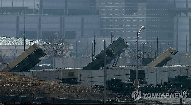 평택시 캠프 험프리스에 배치된 패트리엇 미사일 [연합뉴스 자료사진]