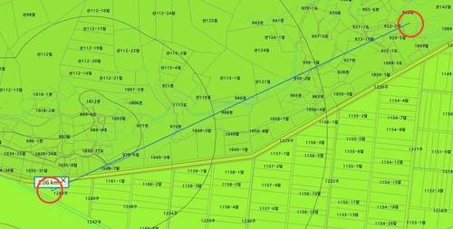 김재섭 "정원오 땅 인근에 일가 명의 농지 최소 6천800평 존재" (서울=연합뉴스) 더불어민주당 서울시장 예비후보인 정원오 전 성동구청장이 보유한 농지 지근거리에 정 후보 일가 명의로 된 6천800여평(2만2천479㎡) 규모의 농지가 더 존재한다고 국민의힘 김재섭 의원이 8일 밝혔다. 사진은 김 의원이 페이스북을 통해 공개한 정 후보 보유 농지 일대의 지도. 2026.3.8 [국민의힘 김재섭 의원 페이스북 캡처]