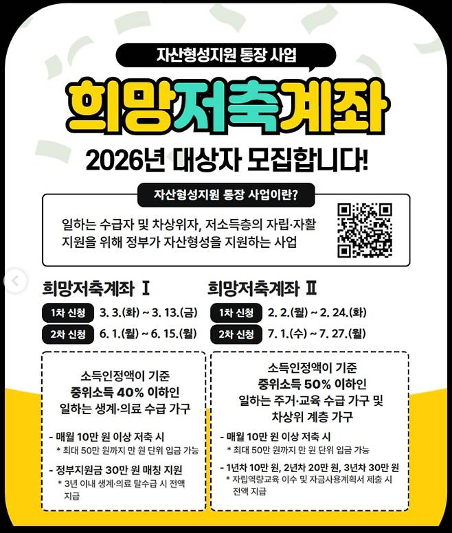 2026 희망저축계좌 신청 방법과 지급 일정, 청년·학생 가입 가능 여부 ©대전 중구