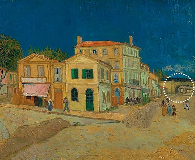 빈센트 반 고흐 ‘노란 집’(1888년). 고흐가 살던 집 뒤편 철도 교량 위로 기차가 지나간다. 산업혁명 이후 철도는 화가들의 풍경 속에도 새로운 문명의 흔적으로 등장했다. 사진 출처 암스테르담 반 고흐 미술관