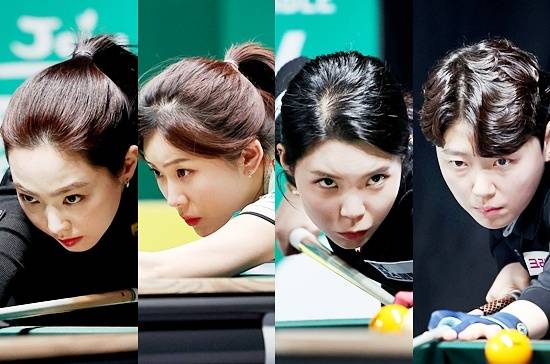 (왼쪽부터) 차유람 정수빈 이우경 백민주도 LPBA월드챔피언십 조별리그 승자전에서 승리, 16강에 합류했다. (사진=PBA)