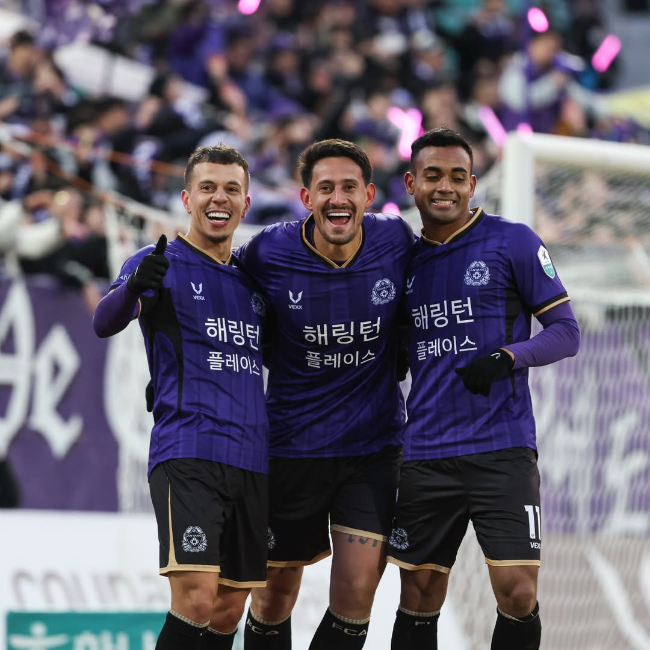 마테우스~엘쿠라노~아일톤. FC안양의 새로운 ‘삼각편대?’. 사진=FC안양 SNS