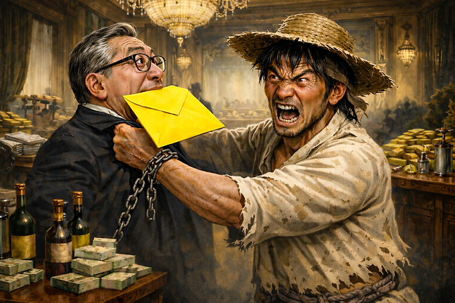 노란봉투법을 두고 노조의 과도한 기대와 경영계의 극심한 공포가 충돌하며 '과잉 포텐셜' 상태에 빠졌다. 모호한 법 조항이 양측의 감정 에너지와 결합해 분쟁이라는 괴물을 키우고 있다. 파국을 막으려면 이념적 선언을 걷어내고 구체적인 사례와 데이터를 축적해 감정의 중요도를 낮추는 실무적 접근이 시급하다. /챗GPT 제작 이미지