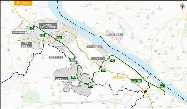 서울5호선 김포검단 연장 노선안. (자료 = 국토교통부 제공)