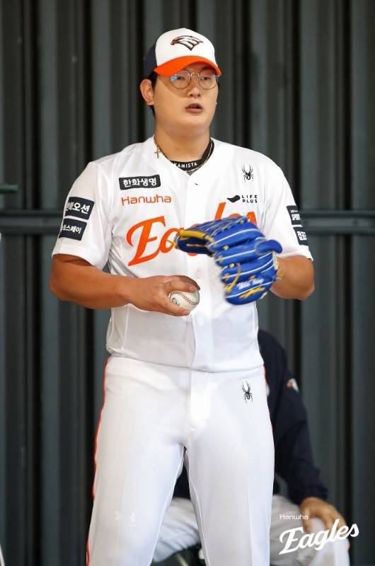 한화 김서현이 호주 멜버른에서 진행된 스프링캠프서 훈련에 임하고 있다. 사진 | 한회 이글스