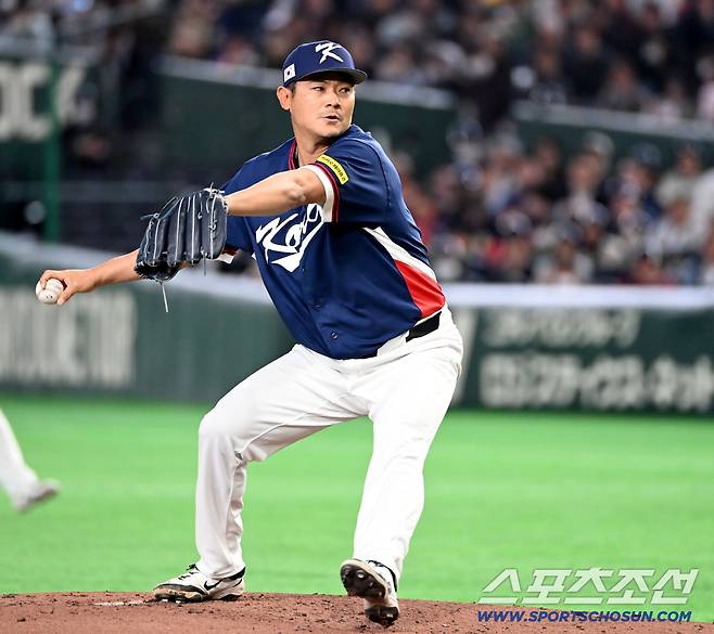 9일 일본 도쿄돔에서 열린 WBC(월드베이스볼클래식) 한국과 호주의 경기, 2회말 등판한 노경은이 역투하고 있다. 도쿄(일본)=허상욱 기자wook@sportschosun.com/2026.03.09/