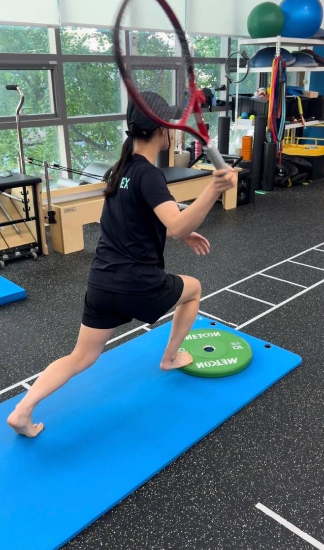 엄예진이 부상 회복을 위해 재활 훈련을 하고 있다. 엄예진 제공