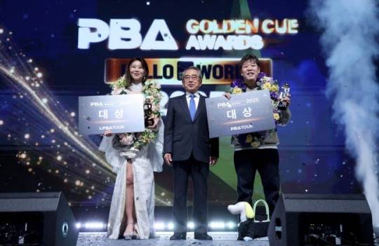 지난 시즌 PBA 골든큐 어워즈 대상 김가영-강동궁 / 사진=PBA 제공. 연합뉴스