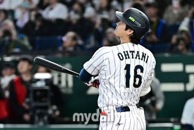 7일 일본 도쿄돔에서 열린 2026 월드 베이스볼 클래식(WBC) 조별리그 한국-일본 경기. 오타니가 3회말 1사에 동점 솔로포를 치고 있다./도쿄(일본)=한혁승 기자 hanfoto@mydaily.co.kr